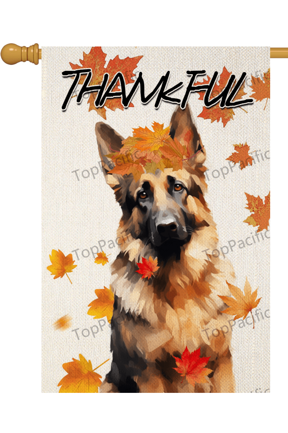 TopPacific Welcome Fall German Shepherd with Autumn Leaves Garden Flag 28X40 In Small Double Sided Linen Welcome Thankful Pet Lover Fall Yard Flag for Outside Garden Decor