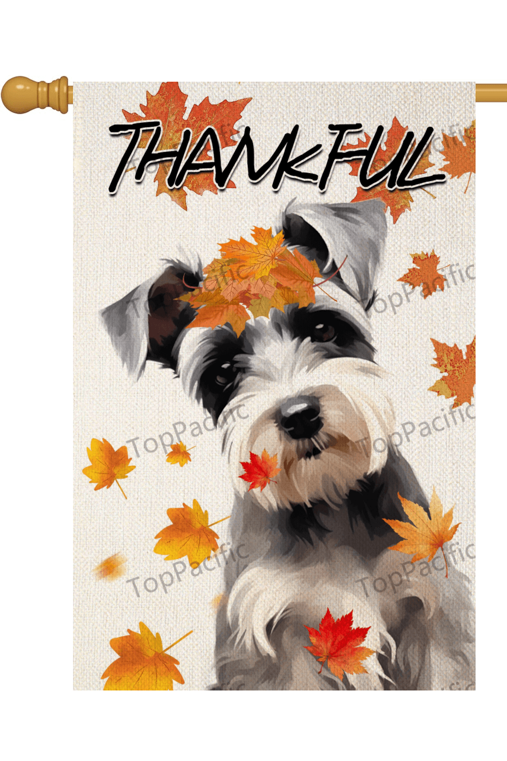TopPacific Welcome Fall Schnauzer with Autumn Leaves Garden Flag 28X40 In Small Double Sided Linen Welcome Thankful Pet Lover Fall Yard Flag for Outside Garden Decor