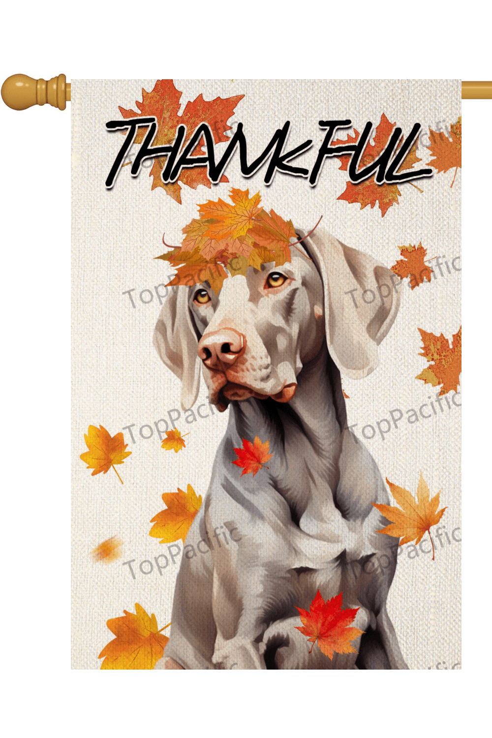 TopPacific Welcome Fall Weimaraner with Autumn Leaves Garden Flag 28X40 In Small Double Sided Linen Welcome Thankful Pet Lover Fall Yard Flag for Outside Garden Decor