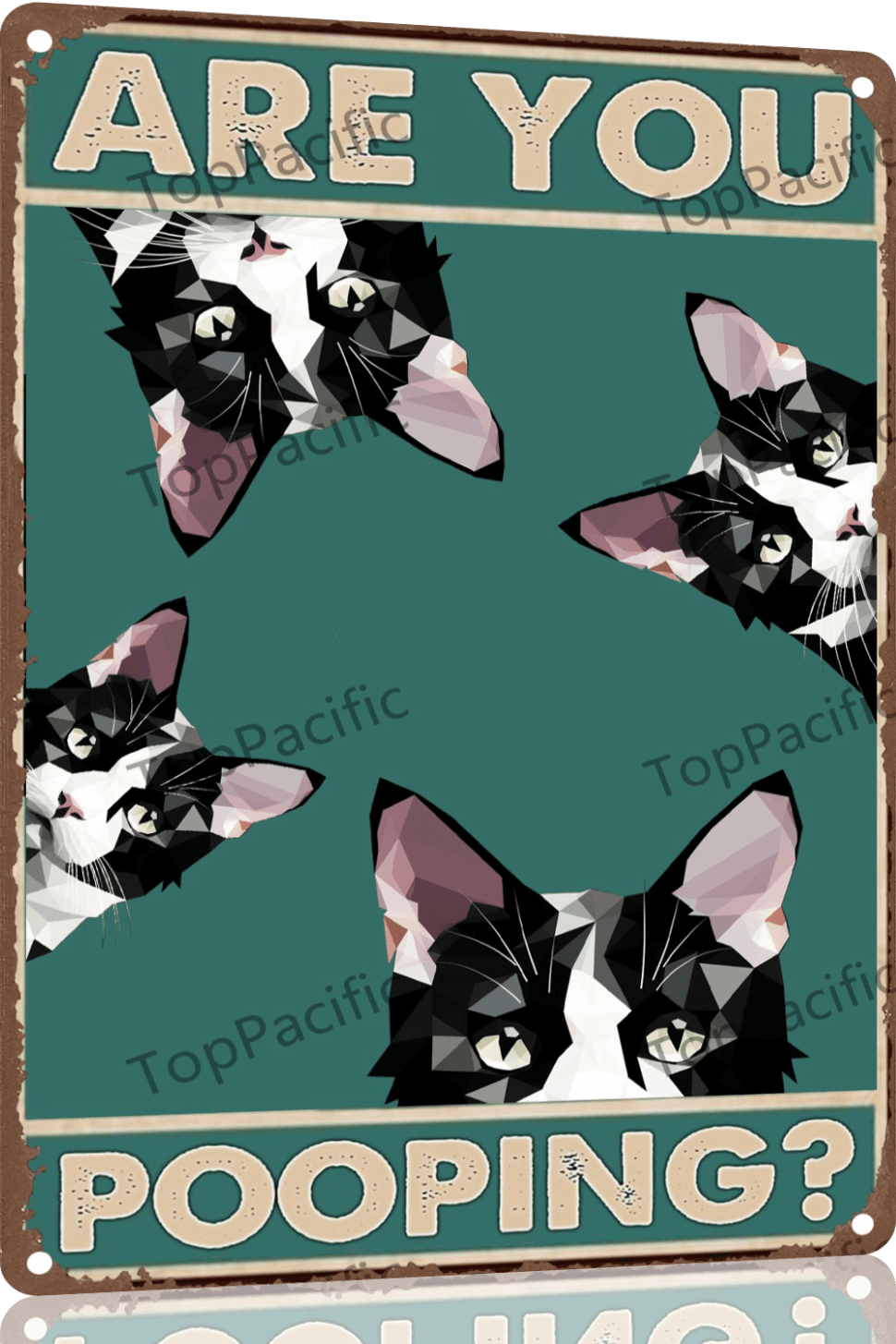 TopPacific Vintage 12x8 In Metal Tin Sign Funny Tuxedo Cat Signs Are You Pooping Bathroom Decor for Home, Bathroom, Gifts for Cat Lovers